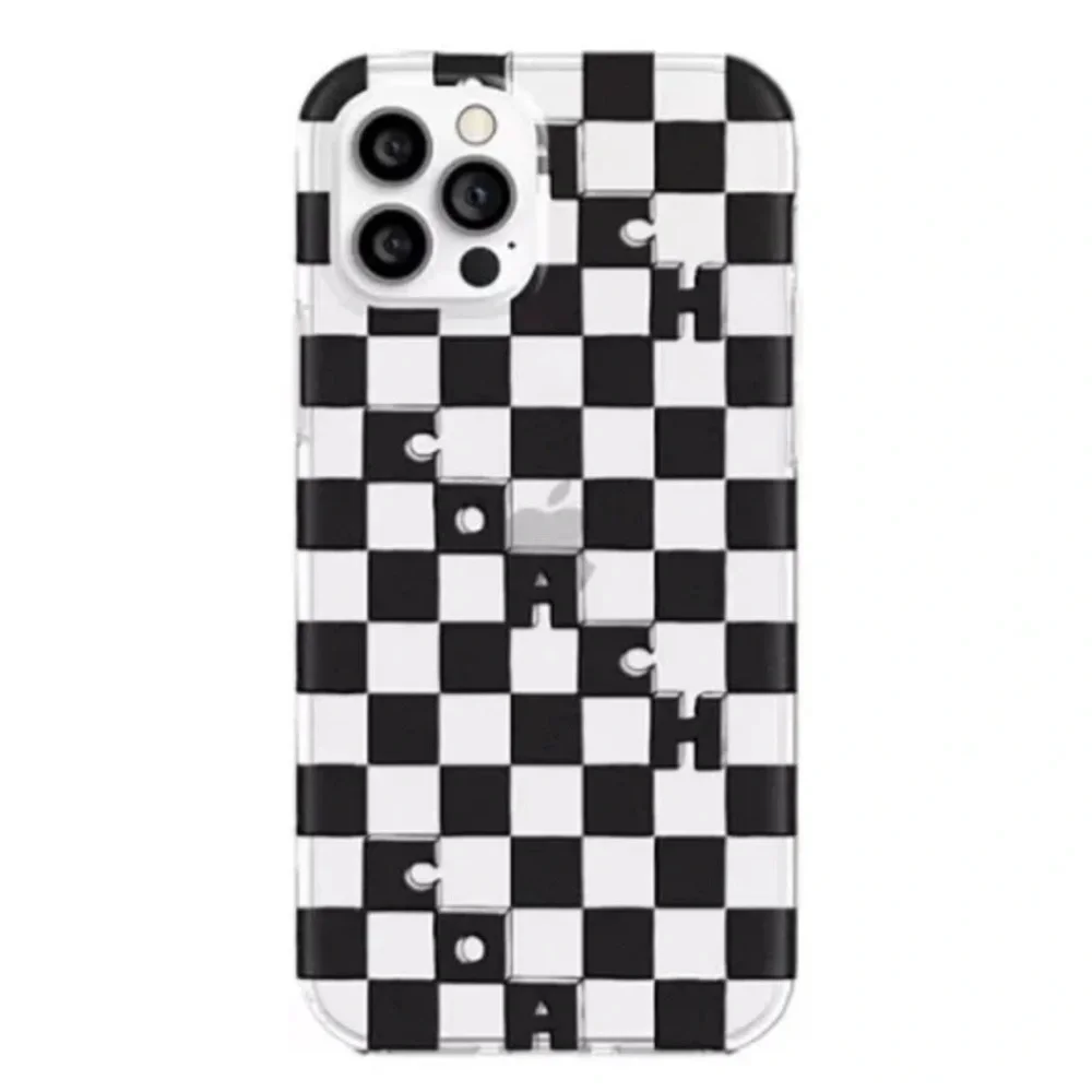 Coach Black and White Checkered Phone Case